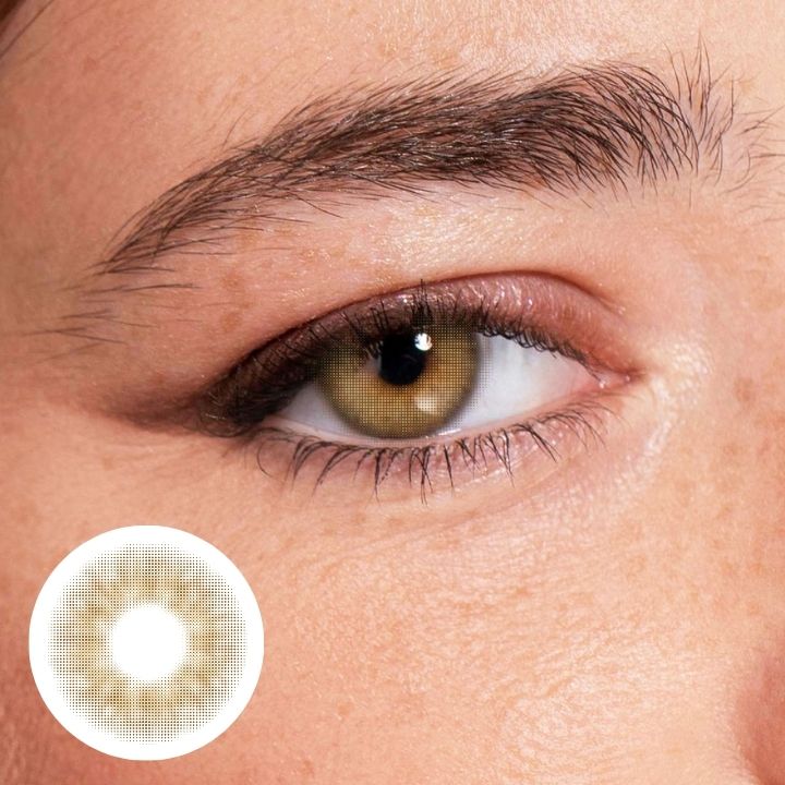 Just Be Dazzling Brown honey caramel coloured contacts for dark eyes