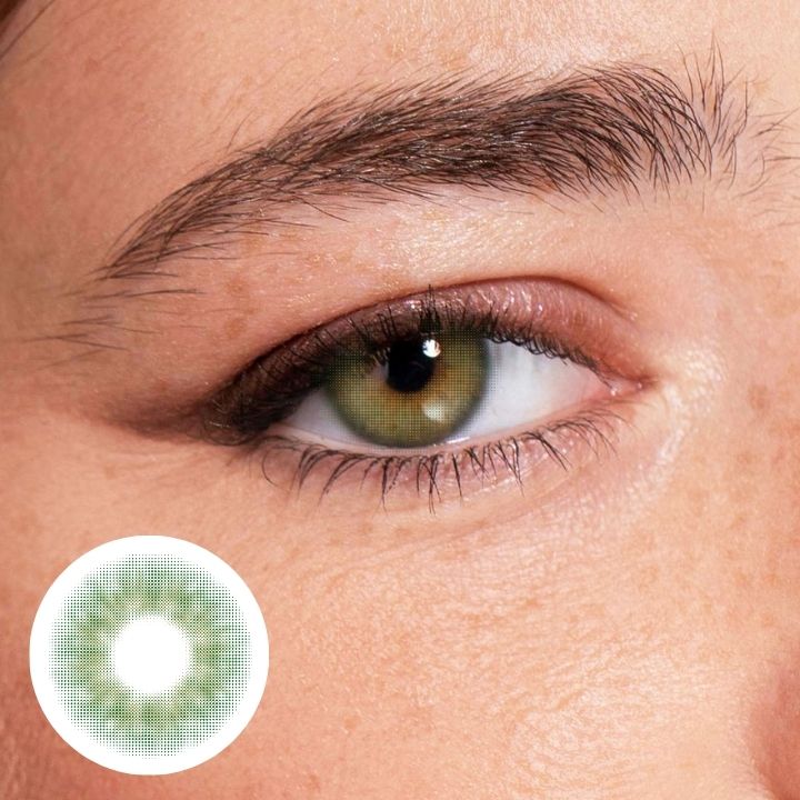 Just Be Dazzling Green coloured contacts for dark eyes