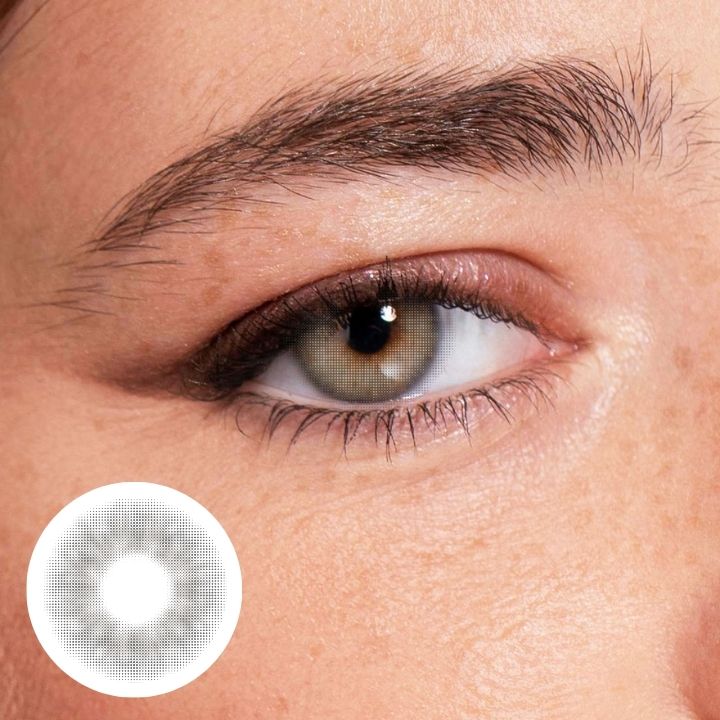 Just Be Dazzling Grey coloured contacts for dark eyes