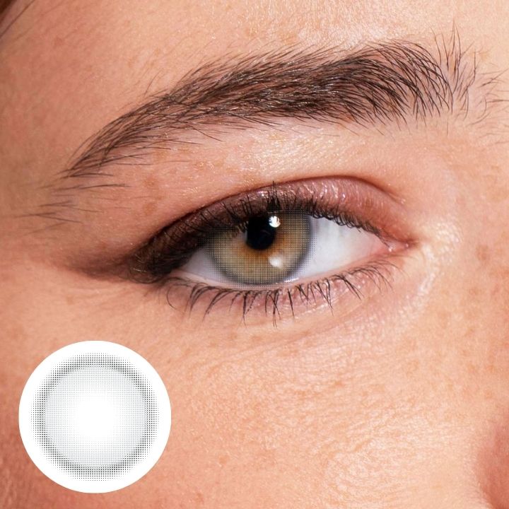 Just Be Mystique Grey smoky grey coloured contacts for dark eyes